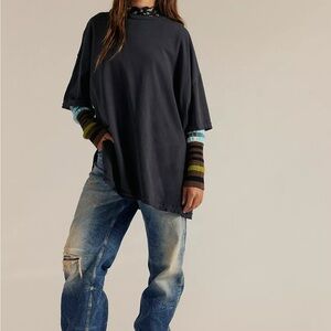 Free People We The Free Perfect Oversized Tee Black